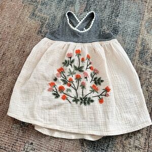 Miki Miette Pink Floral Gauze Embroidered Dress sz 18 MO